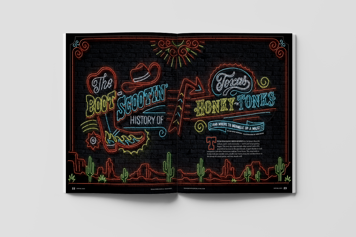 Joao Neves artwork in Texas Heritage for Living magazine