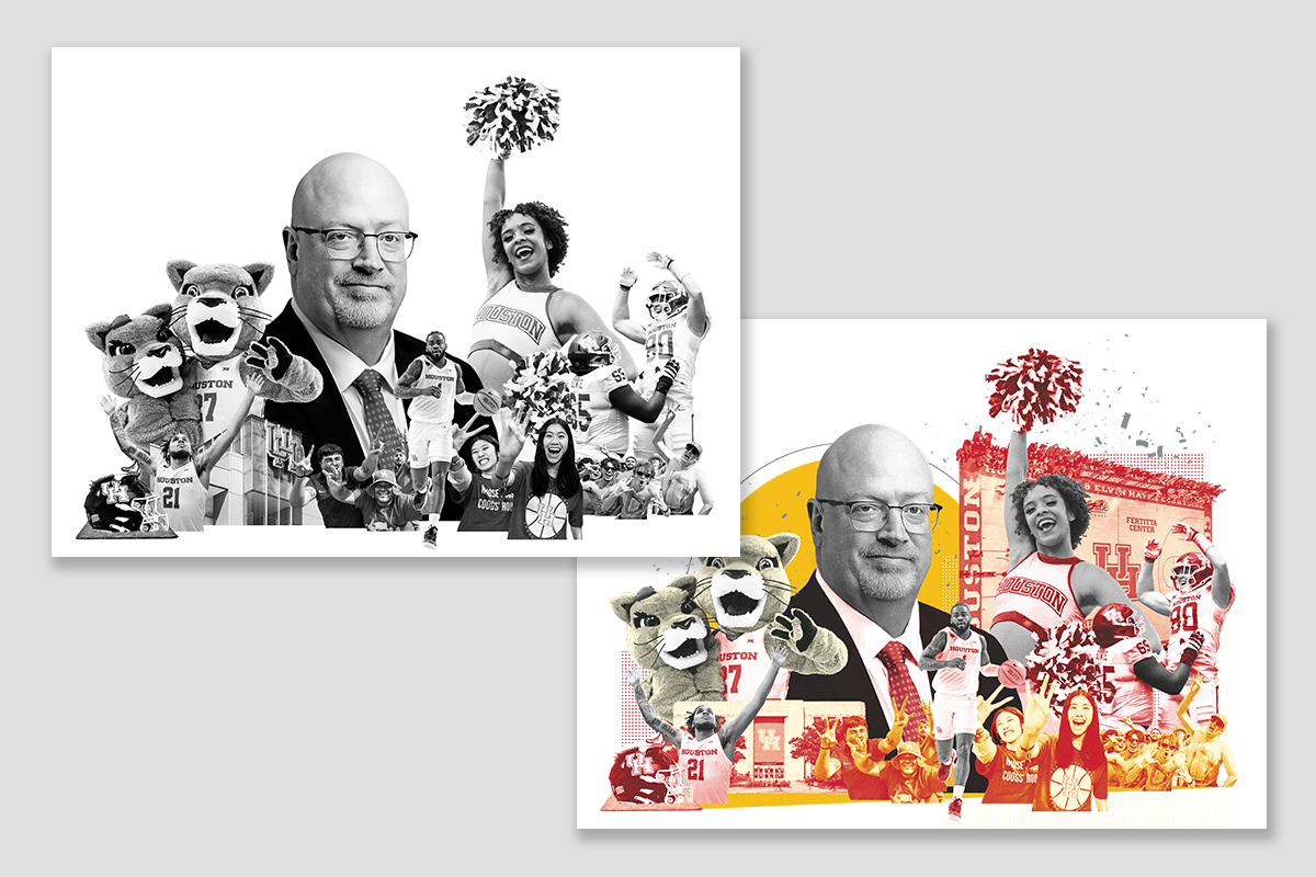 Sketches for Ryan Olbrysh artwork in University of Houston magazine