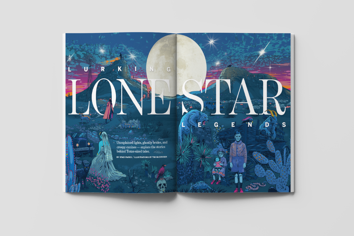 Tim McDonagh artwork in Texas Heritage for Living magazine