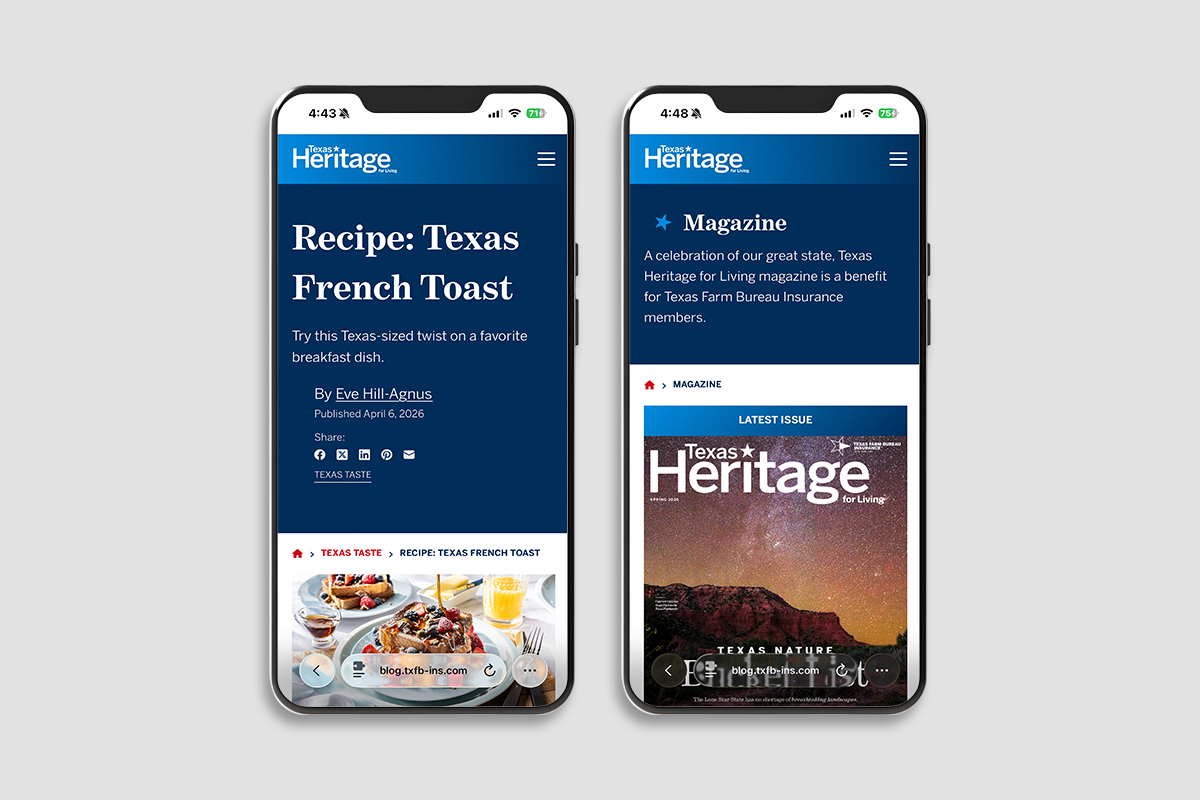 Texas Heritage for Living mobile website