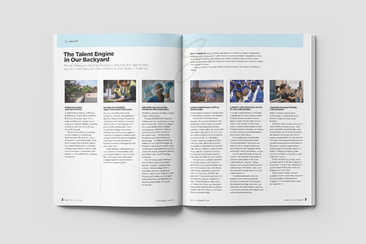 Dallas College 60th anniversary magazine prelude